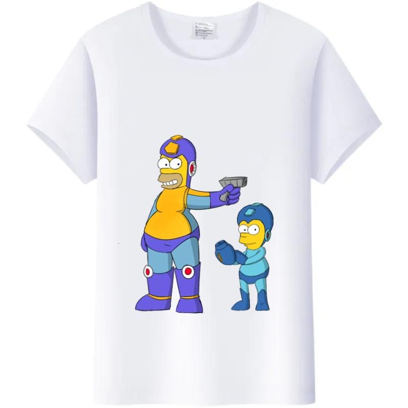 Fashion Cartoon Simpson Cotton Tshirt Summer Blouses Ladies Unisex White Tees Tops Short Sleeve Blouses Women Y2K Tshirt