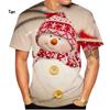 2025 Новая Мода Мужская Футболка Рождественский Снеговик 3D-печать Повседневная Футболка с Коротким Рукавом