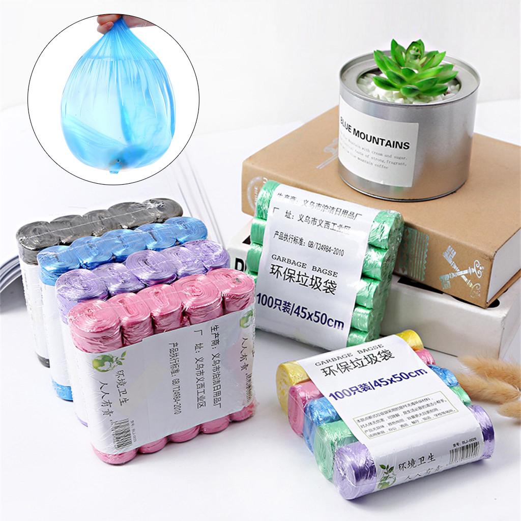 5 рулонов 100 шт. мешки для мусора, прочные одноразовые пластиковые бытовые кухонные мешки для мусора
