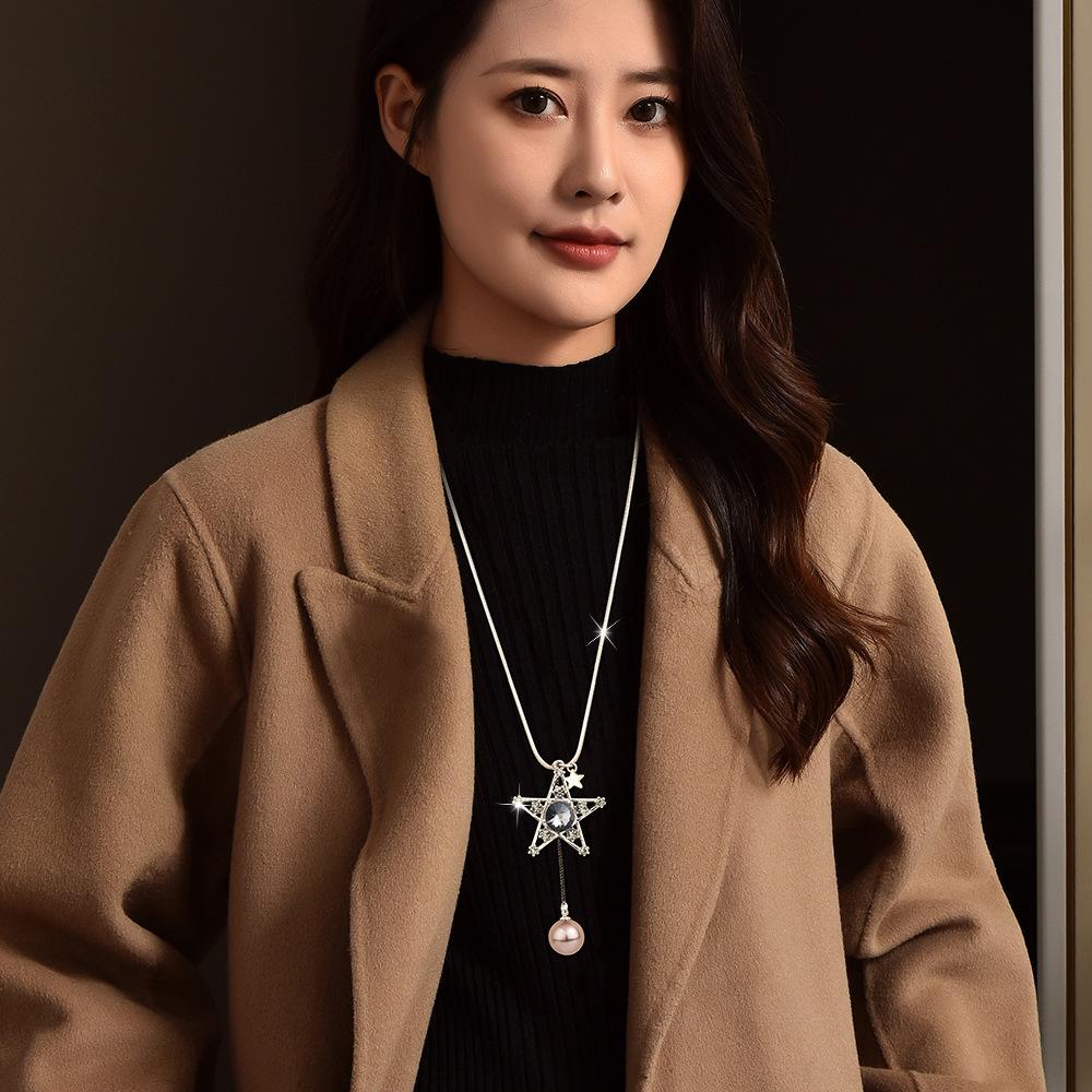 Новая мода Star Path Four Seasons Chain Zircon Star Маленькая жемчужная длинная цепочка для свитера