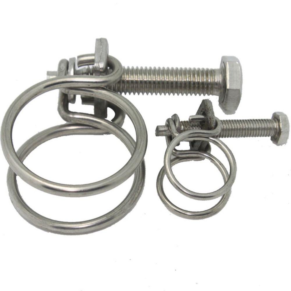 1Pc Double Wire Hose Clamp Assortment Kit Throat Hoop Pipe Clip Fixed 304 Stainless Steel Pipe Hoop