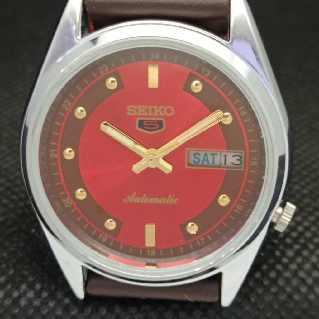 ВОССТАНОВЛЕННЫЕ ВИНТАЖНЫЕ МУЖСКИЕ ЧАСЫ SEIKO 5 AUTOMATIC JAPAN D/D RED 593a-a311237-2 SKU593a-a311237