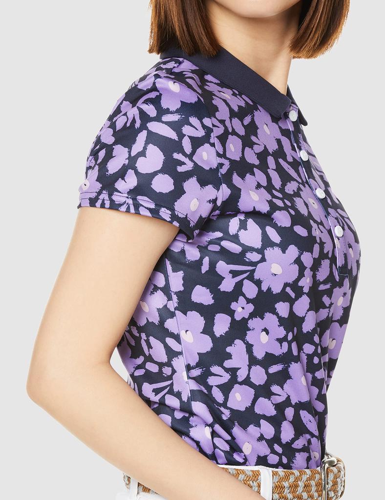 FootJoy Modern Classic Flower Print Short Sleeve Cooling Shirt, Purple, Women's, Size Small, 80553-S