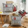 Gray Christmas Tree Christmas Throw Pillow Cover Linen Letter Print Holiday Decoration Living Room Sofa Cushion Cover Pillow