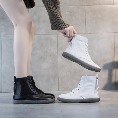 Высокие белые туфли на плоской подошве Короткие ботинки Martin Boots