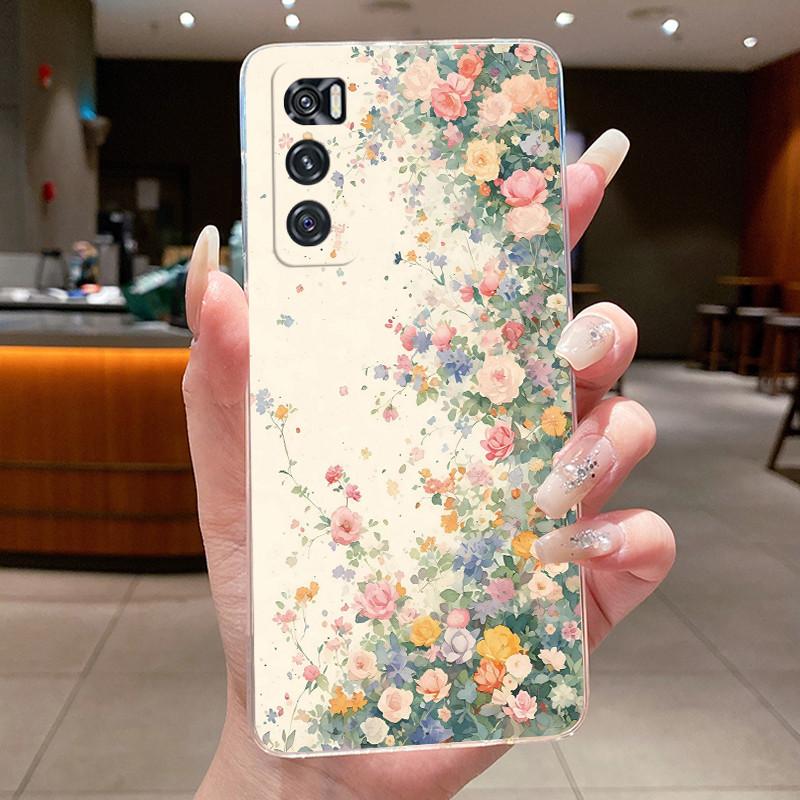 For Vivo V20 SE Y70 V20SE V2022 V2023 2020 Case Clear Back Cover Shell Fashion Butterfly Flowers Soft TPU Silicone Phone Case