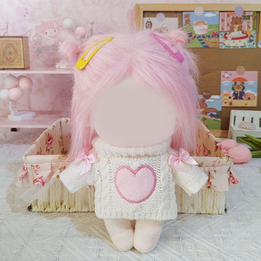 Мягкие куклы Игра Переодевание 20см Кукла Свитер Бант Трикотаж Розовое Сердце Вязаная одежда