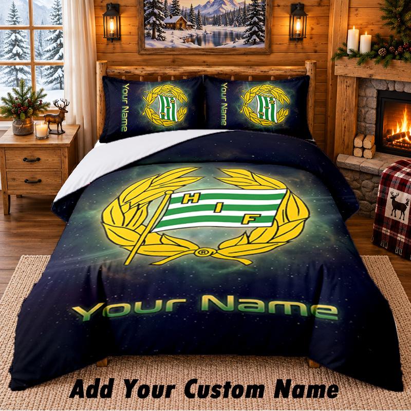 Hammarby Pattern Bedding 3Pcs Set Custom Name, Bed Sheet And Pillowcases For Home Bedroom
