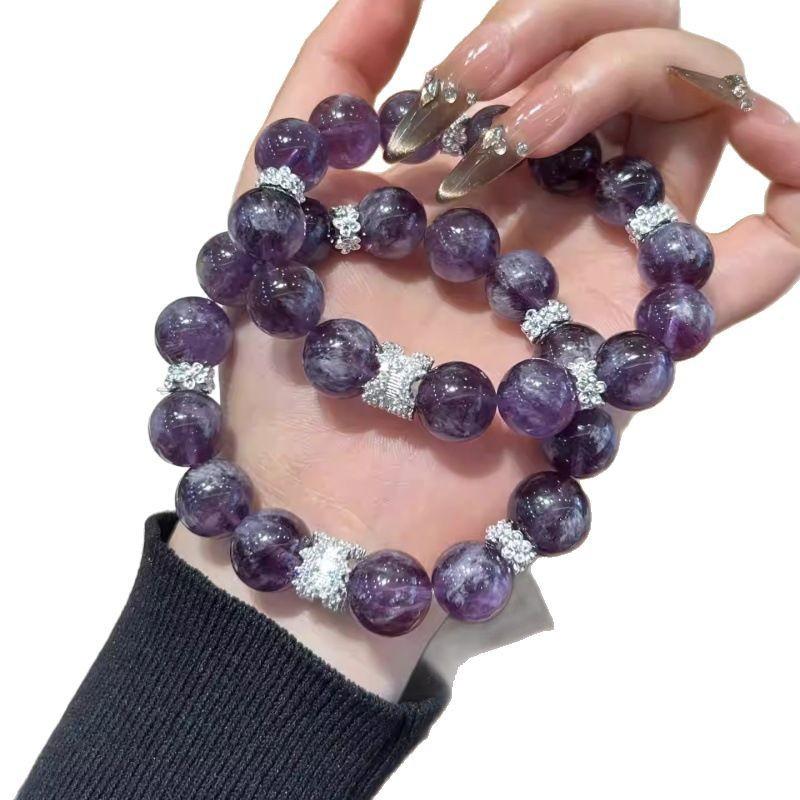 Natural Amethyst Bracelet for Women, Single-Loop Feather Amethyst Bracelet, Gift for Best Friend, Unique Original Design