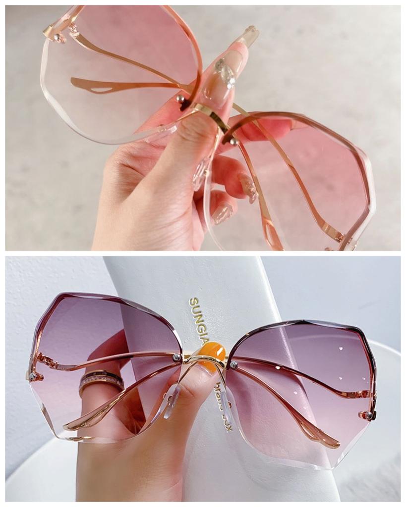 2 шт. Солнцезащитные очки для женщин Модные безободковые Пляжные Градиентные Солнцезащитные очки Женские Ретро Летние Очки UV400 Очки