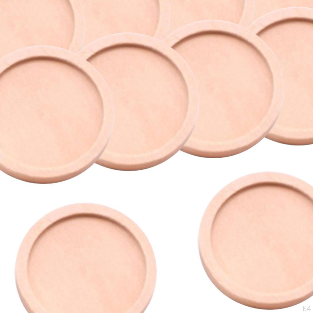 10 шт. плоских круглых деревянных подставок для брошей, застежек, дисков, подставок для кабошонов