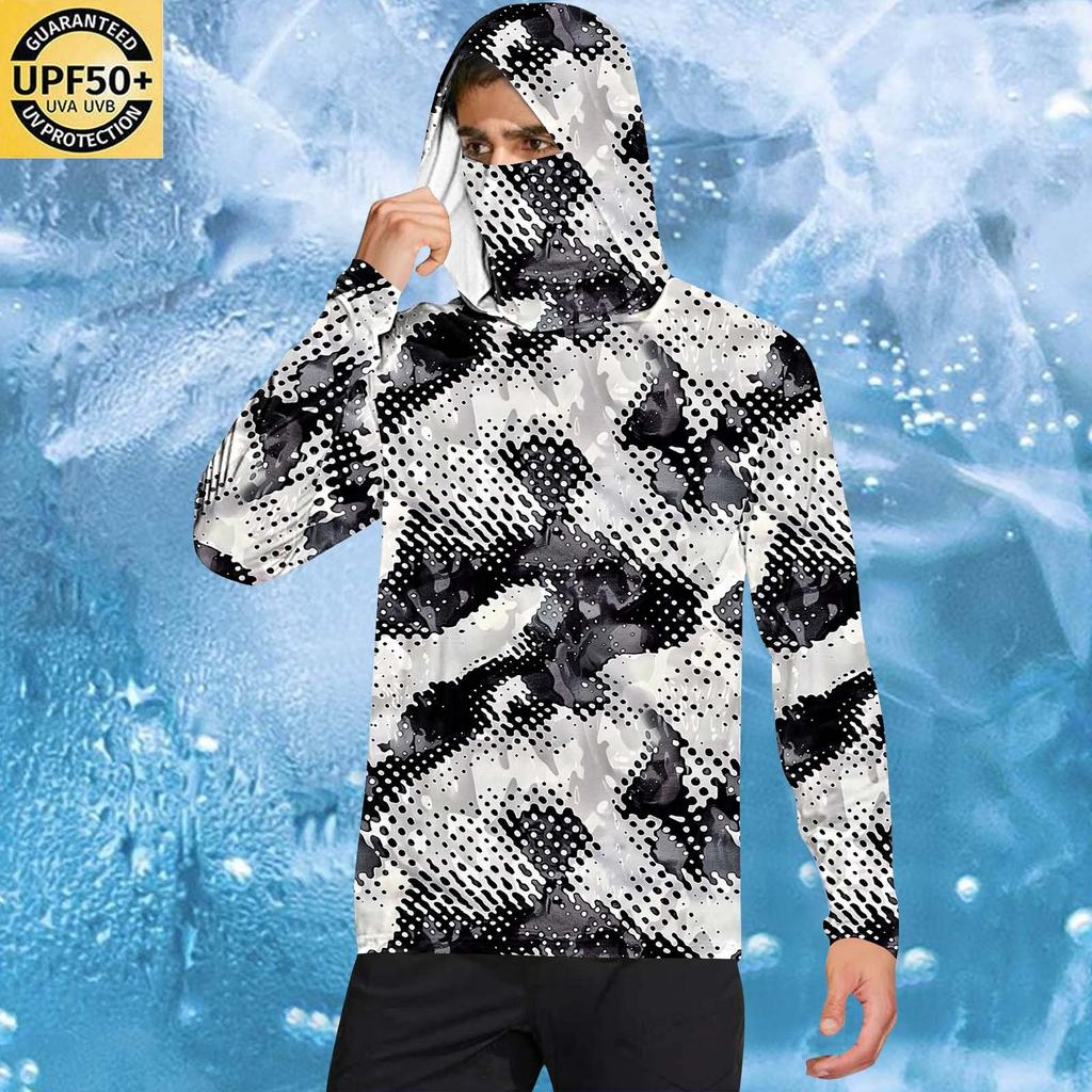 Мужская рубашка с защитой от солнца UPF50+, быстросохнущая рубашка с длинным рукавом, рубашка для бега, тренировок, рыбалки