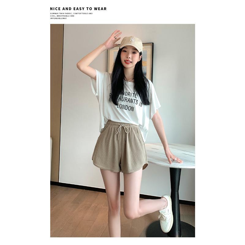 Фитнес-шорты для бега женские летние тонкие свободные повседневные большие размеры широкие штанины с высокой талией спортивные шорты A-word