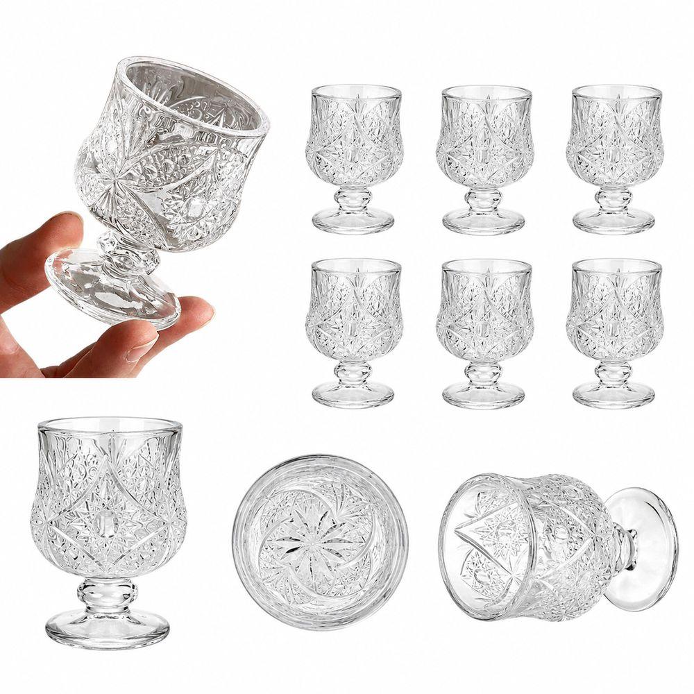 6Pcs 50ML Stemmed Shot Glasses Transparent Mini Liquor Cups New Glass Shot Glasses Home Bar