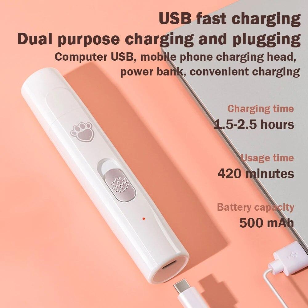 Машинка для стрижки ногтей для собак, 2-скоростная электрическая перезаряжаемая машинка для стрижки ногтей для домашних животных, разглаживание ногтей для собак, кошек, товары для домашних животных