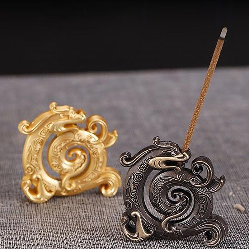 Счастливый Фэн-шуй Медный китайский дракон Креативный ретро держатель для благовоний Бытовая внутренняя линия Курильница для благовоний Домашний декор Ремесло