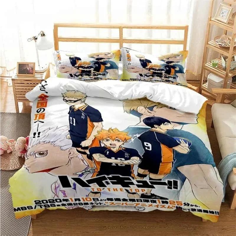 3D Pirnted Volleyball Haikyuu Duvet Cover Set Cartoon Kids Boys Bedding Set Bedclothes Girls Teens Quilt Cover Bed Linen Set