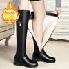 Over-the-knee Winter Modern Boots Square Heel Zip 2024 Hot Sale Ladies Shoes Round Toe Solid Metal Decoration Women's Boots