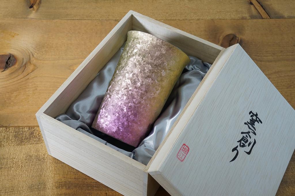 Titanium double tumbler made in Niigata kiln wide gradation pink T13KM300GP Tsubame, prefecture, made, 290cc, mouth,