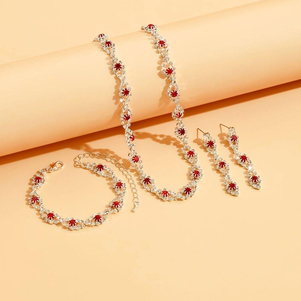 Браслет со стразами, серьги, блестящее ожерелье, свадебный комплект украшений из кристаллов, банкет