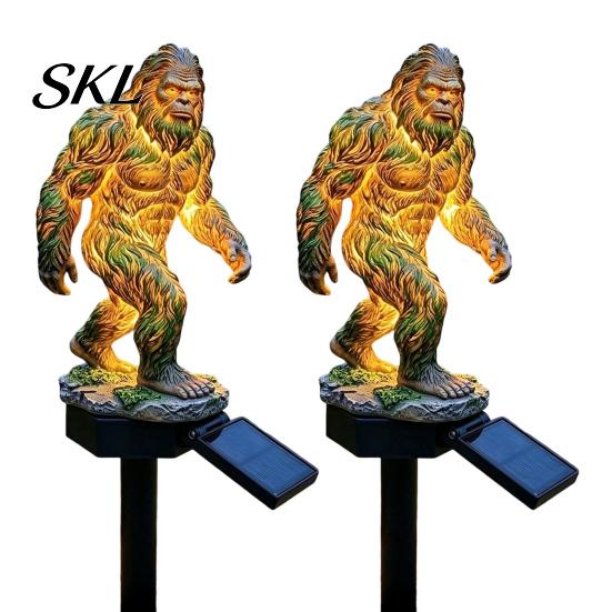 Elf Garden Solar Light Dragon Gorilla Statue Light, Gothic Medieval Resin Outdoor Lantern Sculpture, Powered Courtyard Lamp Fantasy Decor for