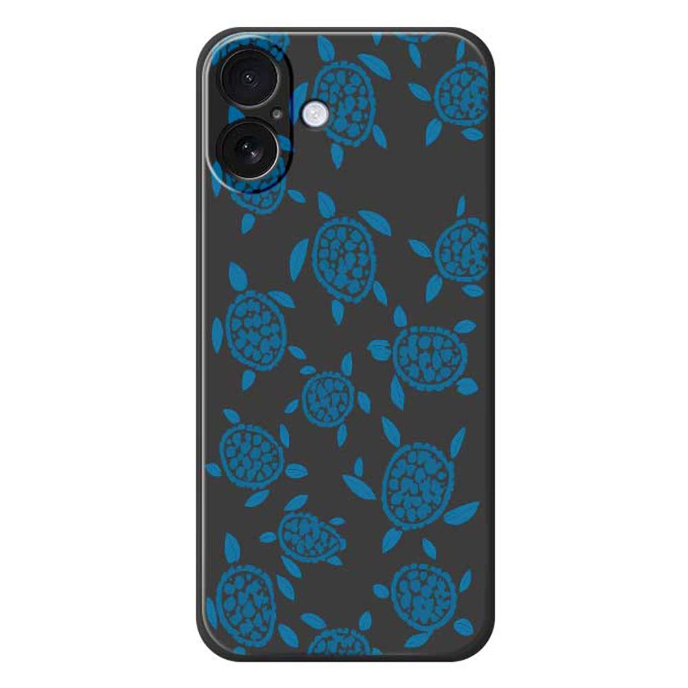 For iPhone 17 Case Blue Turtle Pattern Printing Straight Edge TPU Phone Back Cover