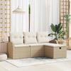 VidaXL 4-Piece Garden Sofa Set with Beige Cushions Poly Rattan 3359050