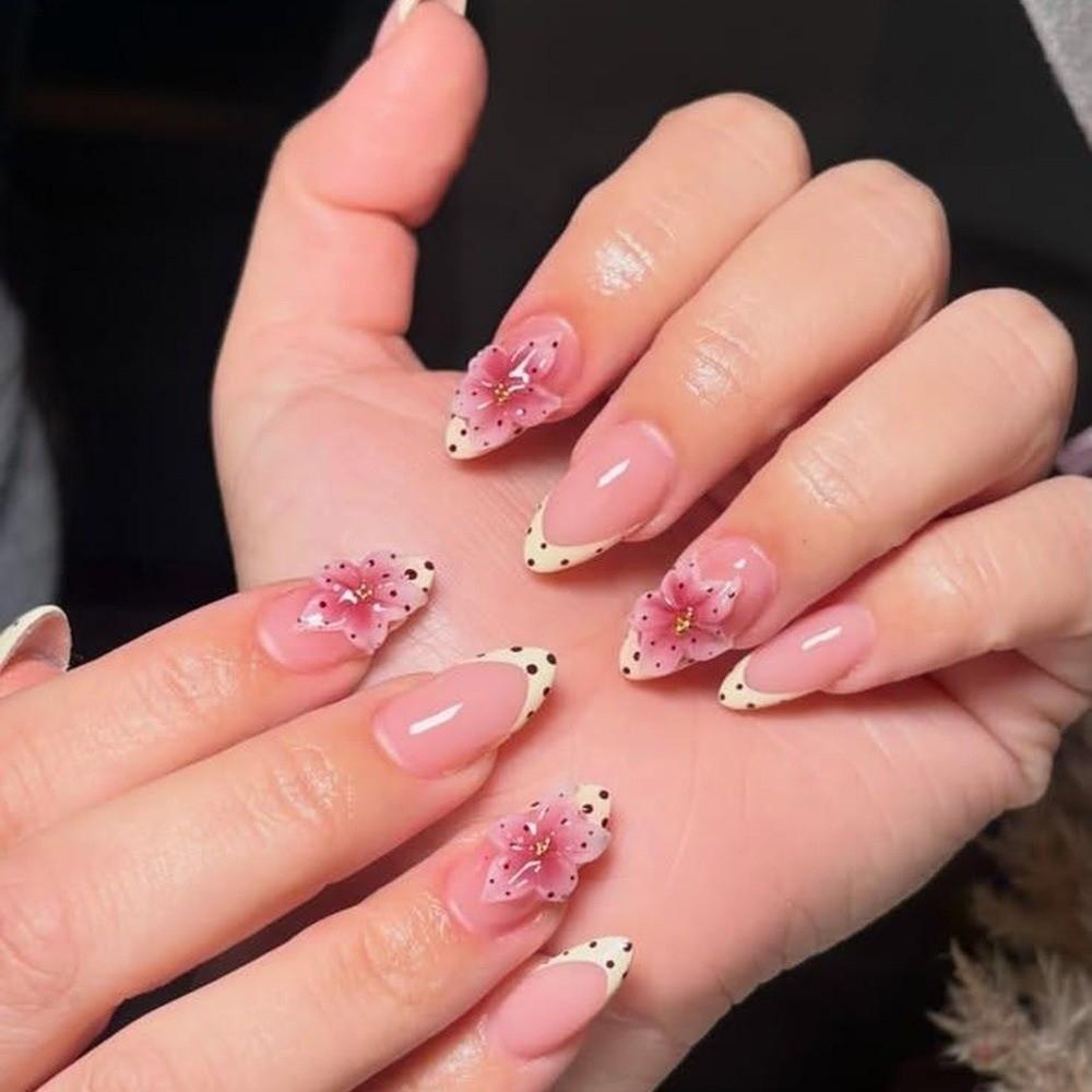 24pcs/set Detachable Press on Nails French Almond Fake Nail Tips New False Nail Women