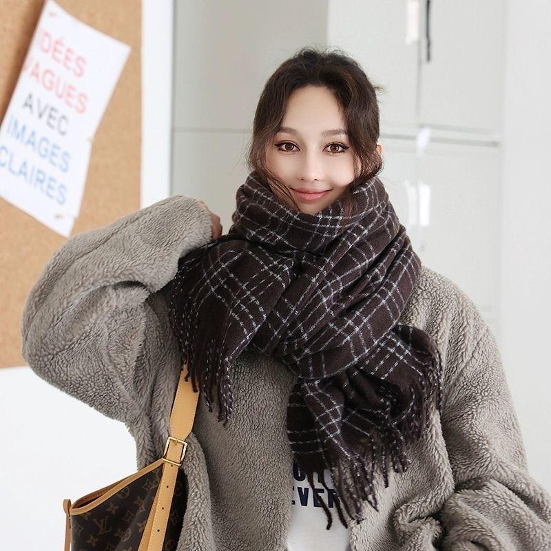 New Scarf for Women In Winter Warm and Versatile Couples and Students Simple Korean Style High Grade Imitation Cashmere Scarf