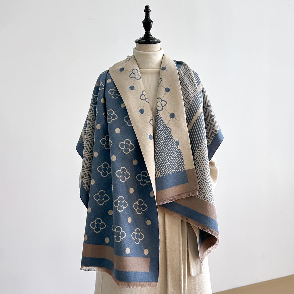 Women'S Luxury Cashmere Winter Shawl - Vintage Allover Pattern Printed With Tassels, Pashmina Wrap & Bandana
