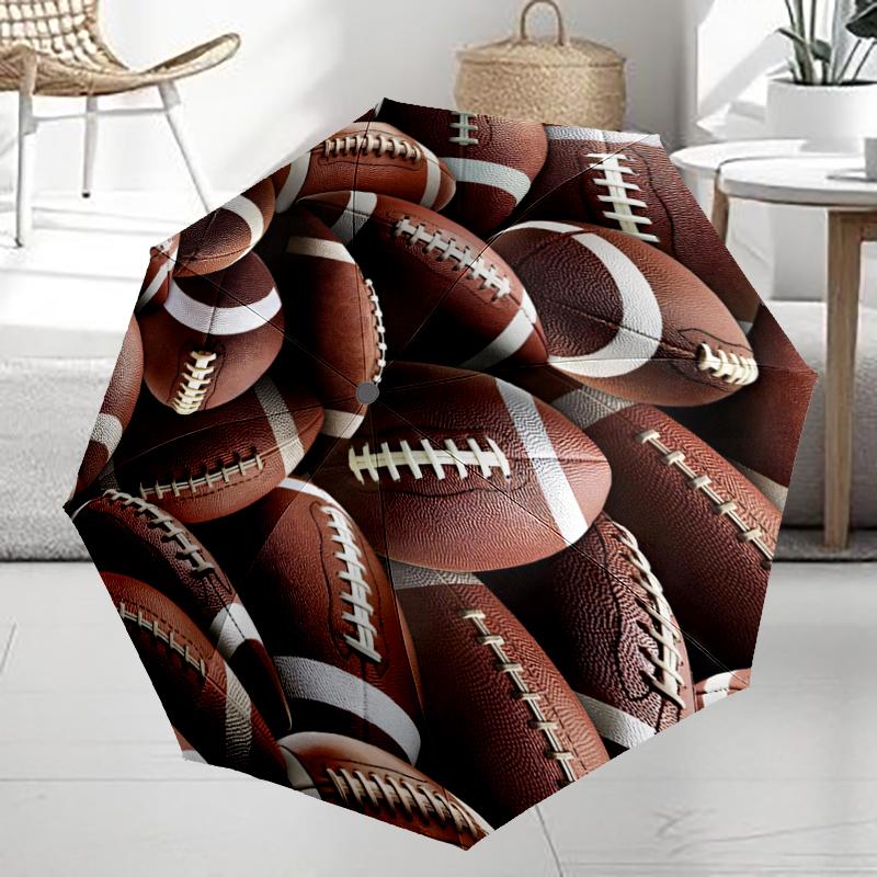 American football Theme Automatic Umbrella, Lightweight & Portable, 8 Rib, Perfect for Outdoor Travel, Birthdays, Christmas, Gifts.