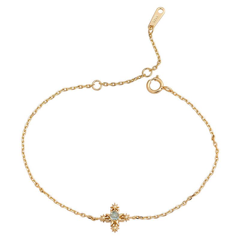 Японские легкие роскошные ювелирные изделия, полый дизайн, круглый апатит S925, серебряный модный браслет в холодном стиле