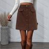 Женская юбка однотонная с высокой талией модная универсальная прямая юбка 2025 осень и зима новый стиль