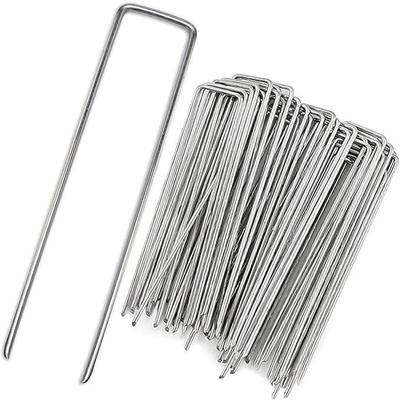 50 шт. U-образные садовые колышки 2,5 мм толщиной Оцинкованная сталь Антикоррозийные колышки для сорняковой ткани, палатки, газона 10/15/20 см