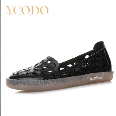 Женские летние кожаные сандалии на мягкой подошве в стиле ретро, нескользящая обувь на плоской подошве с резной отделкой для беременных