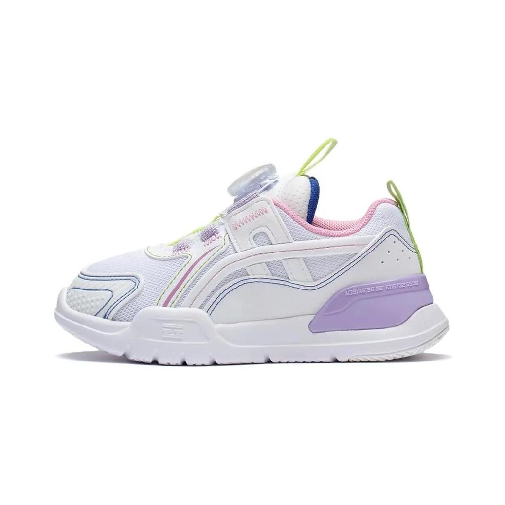 Li Ning Kids Comfortable Daily Non-Slip Wear-Resistant Low-Top Casual Shoes Kids Casual Shoes White Purple YKNT004-4