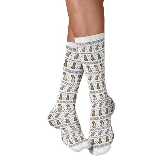 Носки на День святого Валентина, носки с рисунками нахальных грудей, эластичные забавные носки до середины икры для мужчин и женщин, подарок на День святого Валентина, годовщину для него/нее