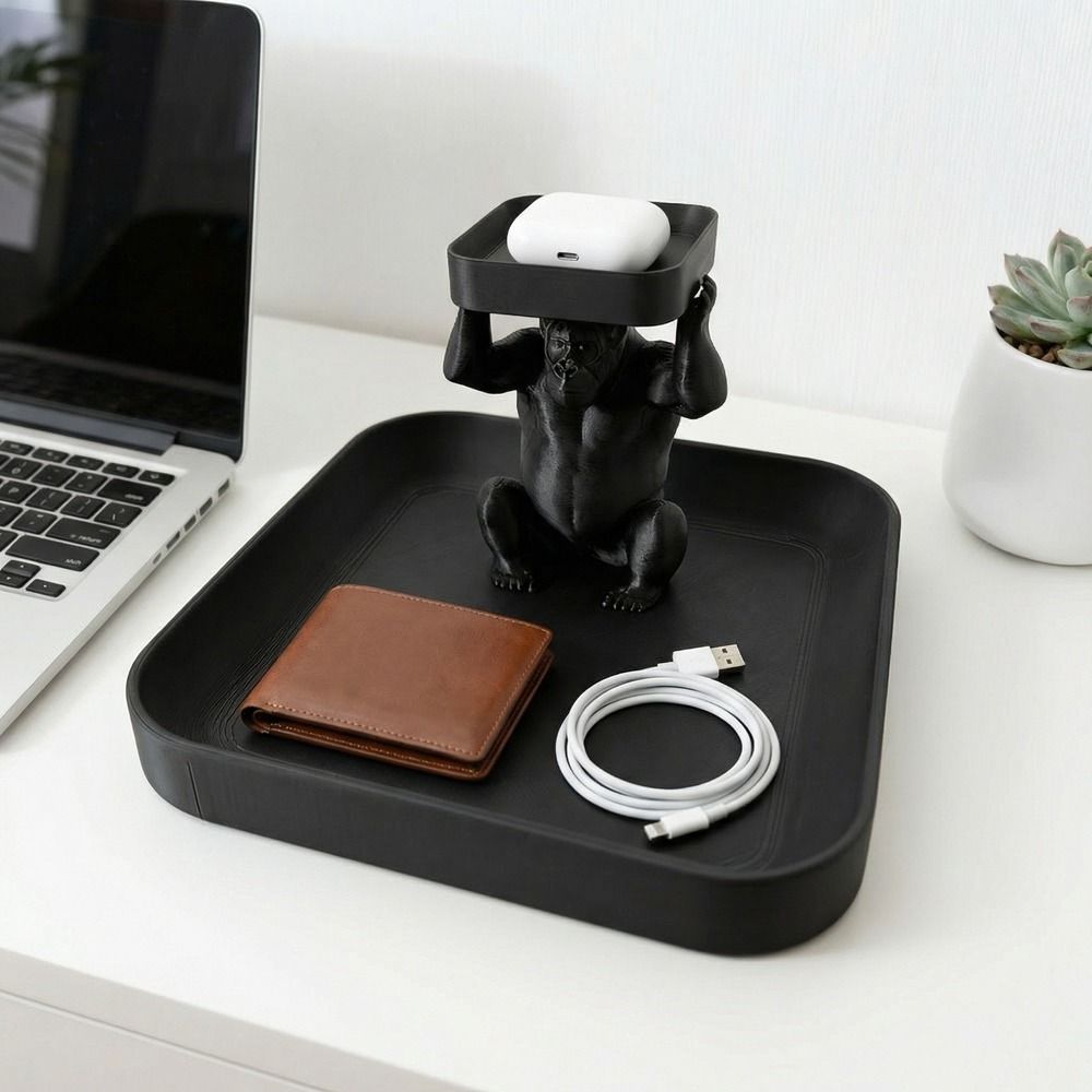 Practical Plastic Gorilla Storage Tray Cute Decorative Gorilla Tray Ornament Unique Key Storage Tray Living Room