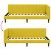 L shaped bed frame with headboard yellow 90 cm x 200 cm velvet