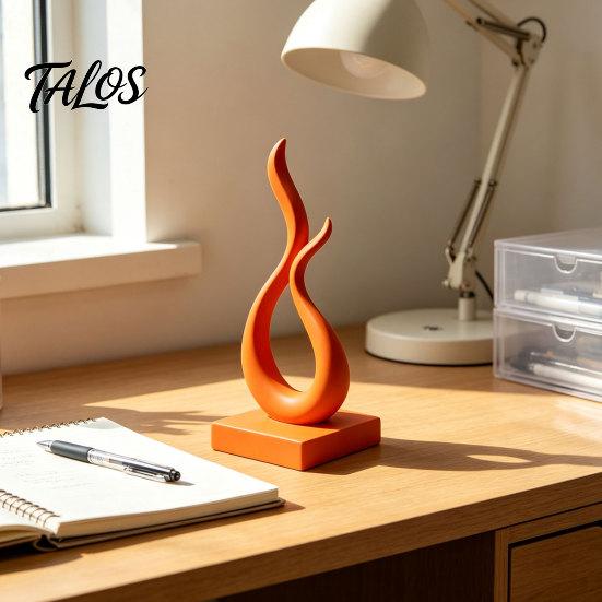 Minimalist Home Decor Accents Abstract Flame Sculpture, 3D Printed Modern Art Statue with Square Base, Eco Friendly Sculptures Elegant Curved Figurine