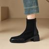 Модные Новые Осенне-Зимние Женские Ботинки Модные Ботильоны Челси с Квадратным Носком для Женщин Короткие Ботинки Обувь на Массивном Каблуке Ботинес Мухер Размер 34-43