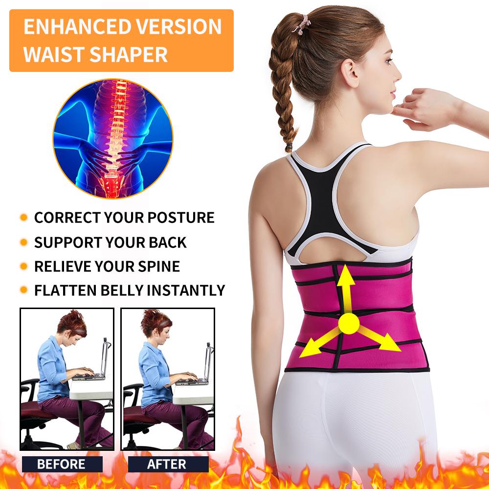 Women Sweat Waist Trainer Trimmer Belt Workout Sauna Body Shaper Corset Tummy Control Weight Loss Back Support Slimming Shapewear
