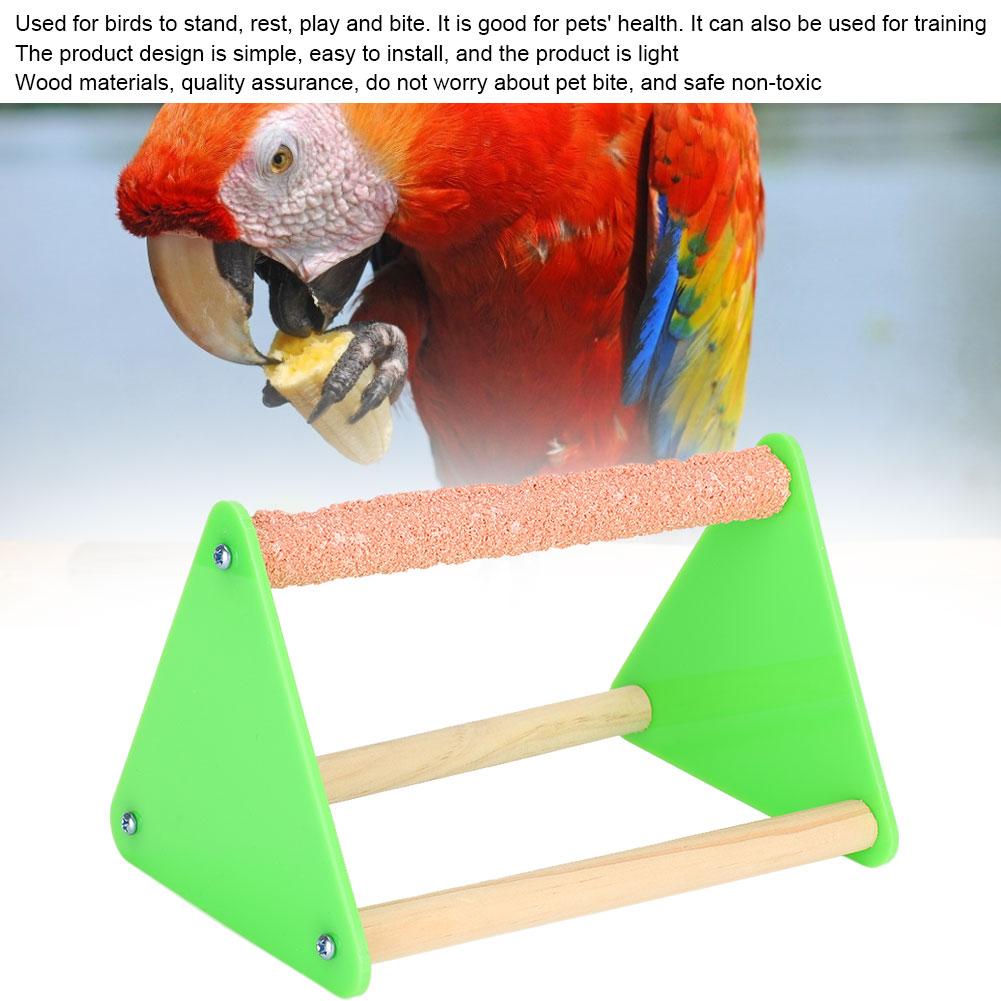 Stand Perch, Wooden Triangular Stand Bracket with Fixed Screw Fittings for Birds to Stand Rest Play and Bite