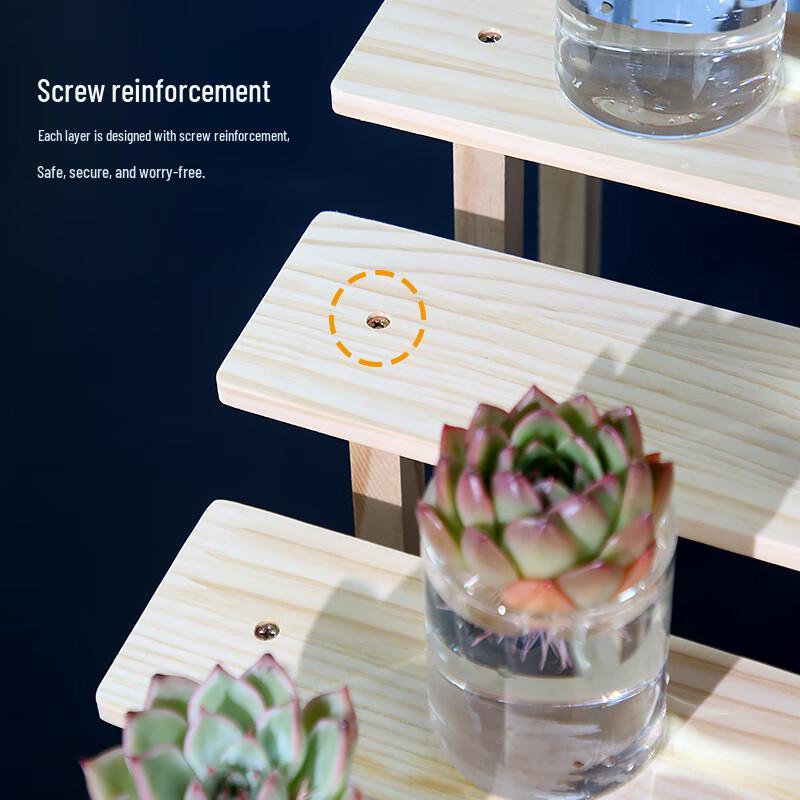 Solid Wood Multi-Tier Plant Display Shelf