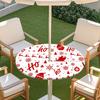 Outdoor Round Table Cover With Umbrella Hole Waterproof Patio Garden Tablecloth Elastic Hem Deck Balcony