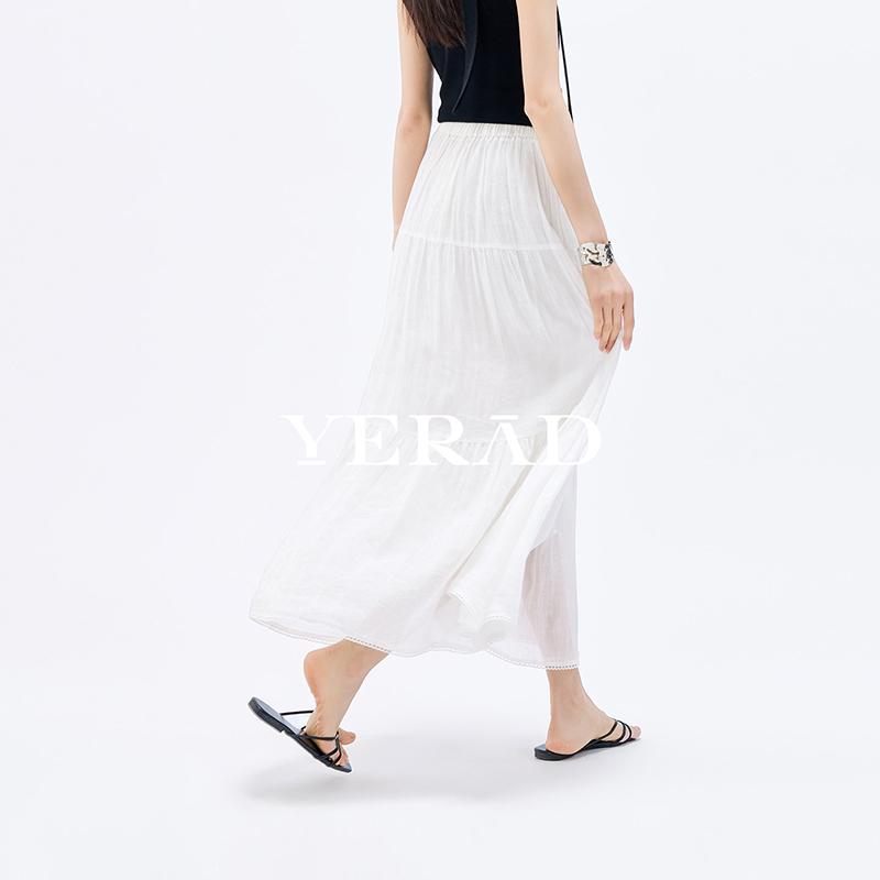 100% Ramie French Elegant Half length Skirt for Women