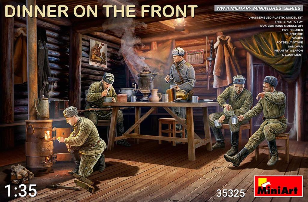 Miniart Масштабный пластиковый модельный комплект Солдаты ужинают на передовой 1/35 MA35325 (5 фигур)