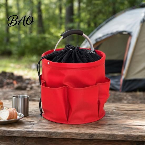 Spill-proof Storage Container Foldable Bag with Handle & Drawstring, Waterproof Oxford Cloth Pouch Multi-Pockets, Large Cleaning Tools Organizer