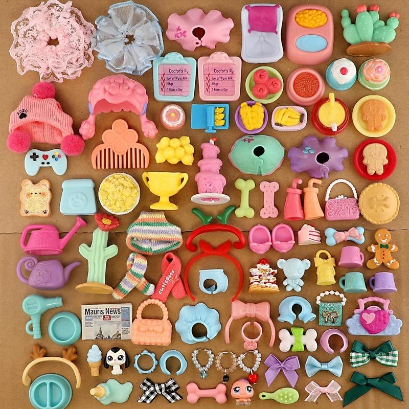 15/20/25pcs Pet Shop Lovely Accessories,Clothes Hat Bear Food Collar Necklace Bow Hat for Collectible,Compatible with Lps Toys