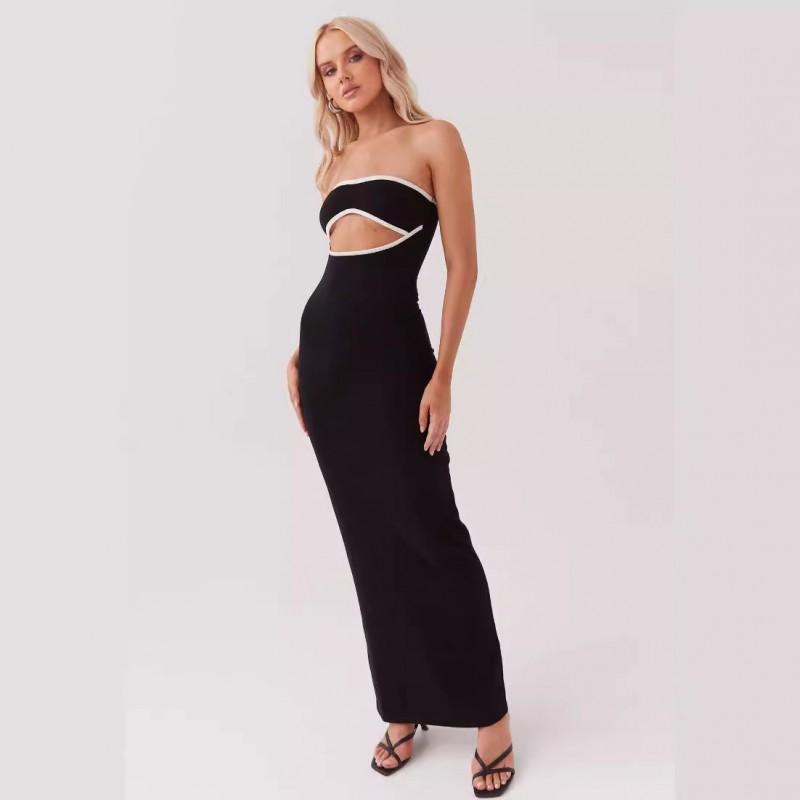 2026 Womens Sexy Meshless Knit Maxi Dress With Geometric Print Bodycon Fit Streetwear Style
